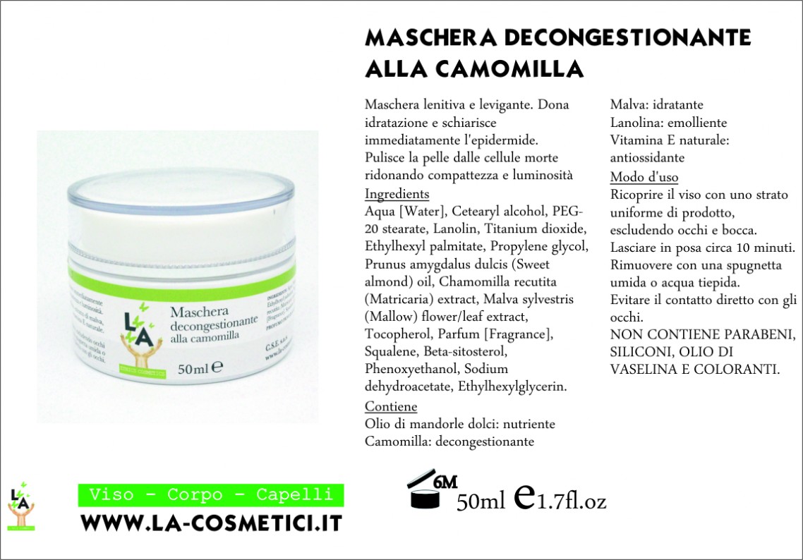scheda LA cosmetici maschera decongestionante scheda LA cosmetici maschera decongestionante